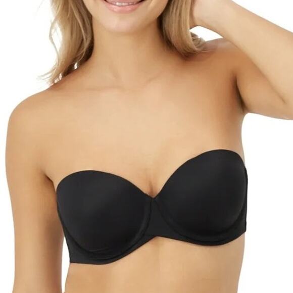 Maidenform Strapless Push Up Bra Womens 38C Black Smooth Underwire - Picture 1 of 6